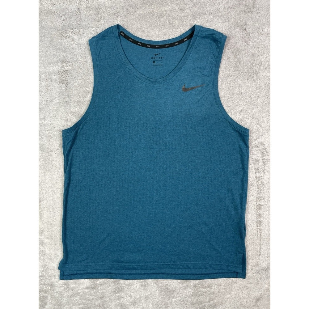 Nike Breathe Mens XL Dri-Fit Training Tank Top Teal Blue AJ7985-301 Sleeveless